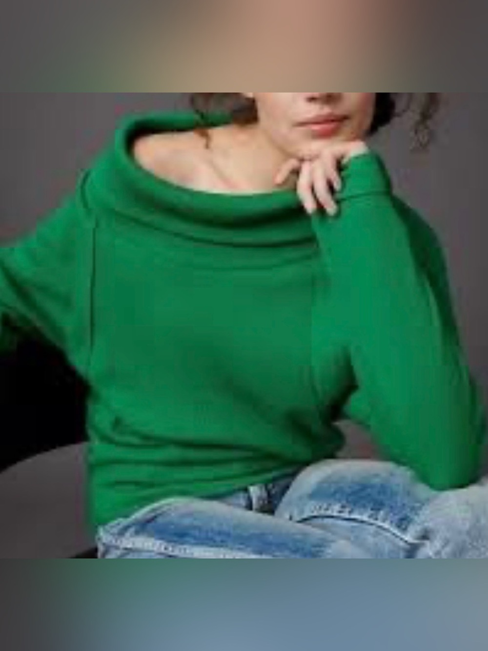 Pilcro Women’s Waffle Knit Emerald Green Off-the-Shoulder Top. Size Small